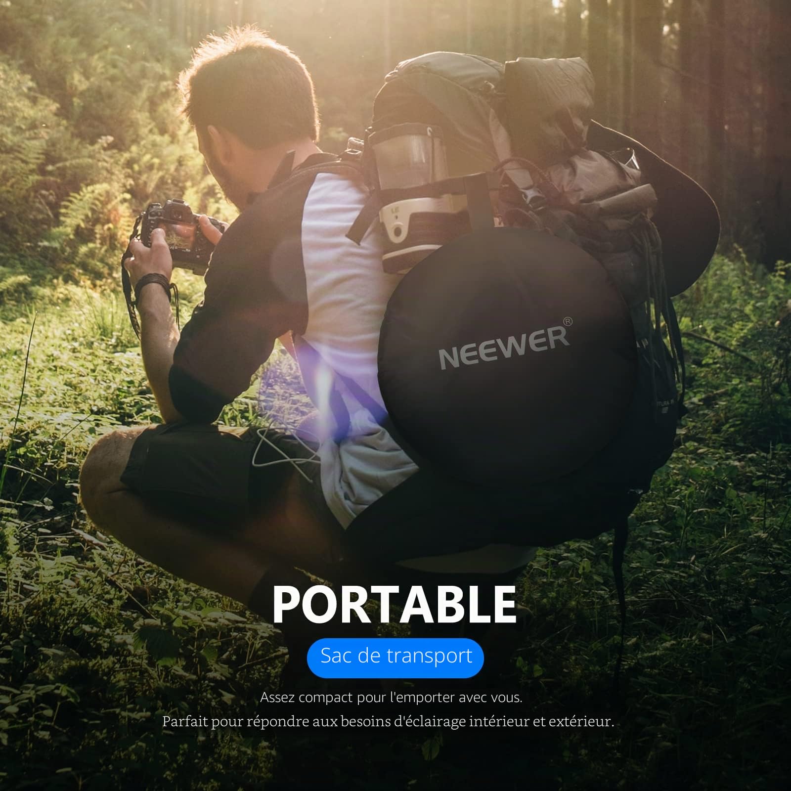Neewer Portable 5 en 1, 110cm Translucide, Argent, Or, Blanc et Noir Démontable Multi Disc Lumière Réflecteur pour Studio ou Tout Photographie Situation