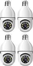KIT 4 Câmeras de Segurança Câmera Lâmpada 2022 Câmera Espiã WiFi, 1080P Câmera de Base E27 com Visão Noturna Infravermelha intercomunicador bidirecional, Câmera Vigilância com Função de Rastreamento Automático - BELLA NET