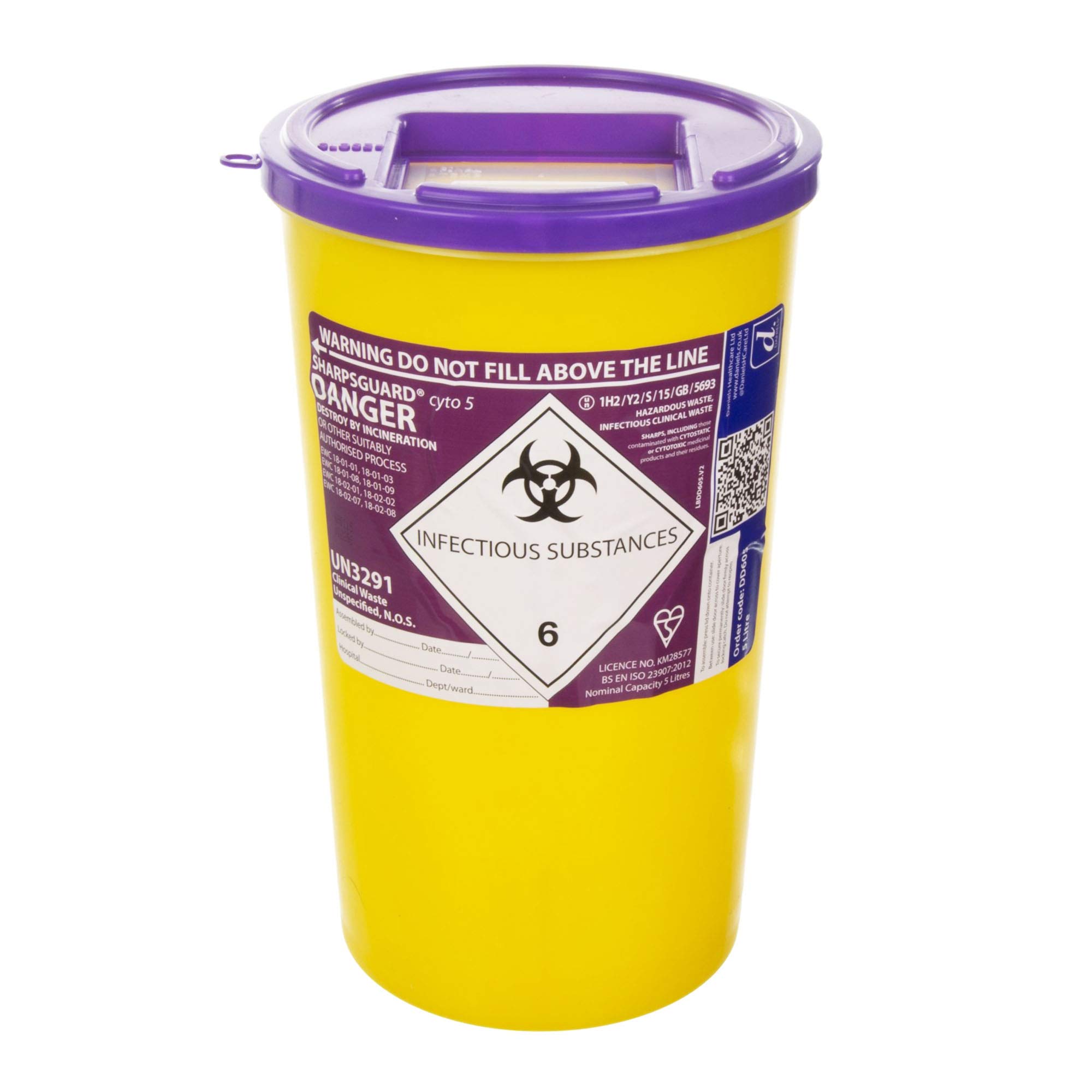Buy SharpsGuard Cyto Purple Lid 5 Litre Colour Coded Sharps Bin Online