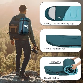 GEERTOP Backpacking Sleeping Bag for Camping, Lightweight Sleeping Bags for Adults Kids Summer Warm Cold Weather Hiking Travel