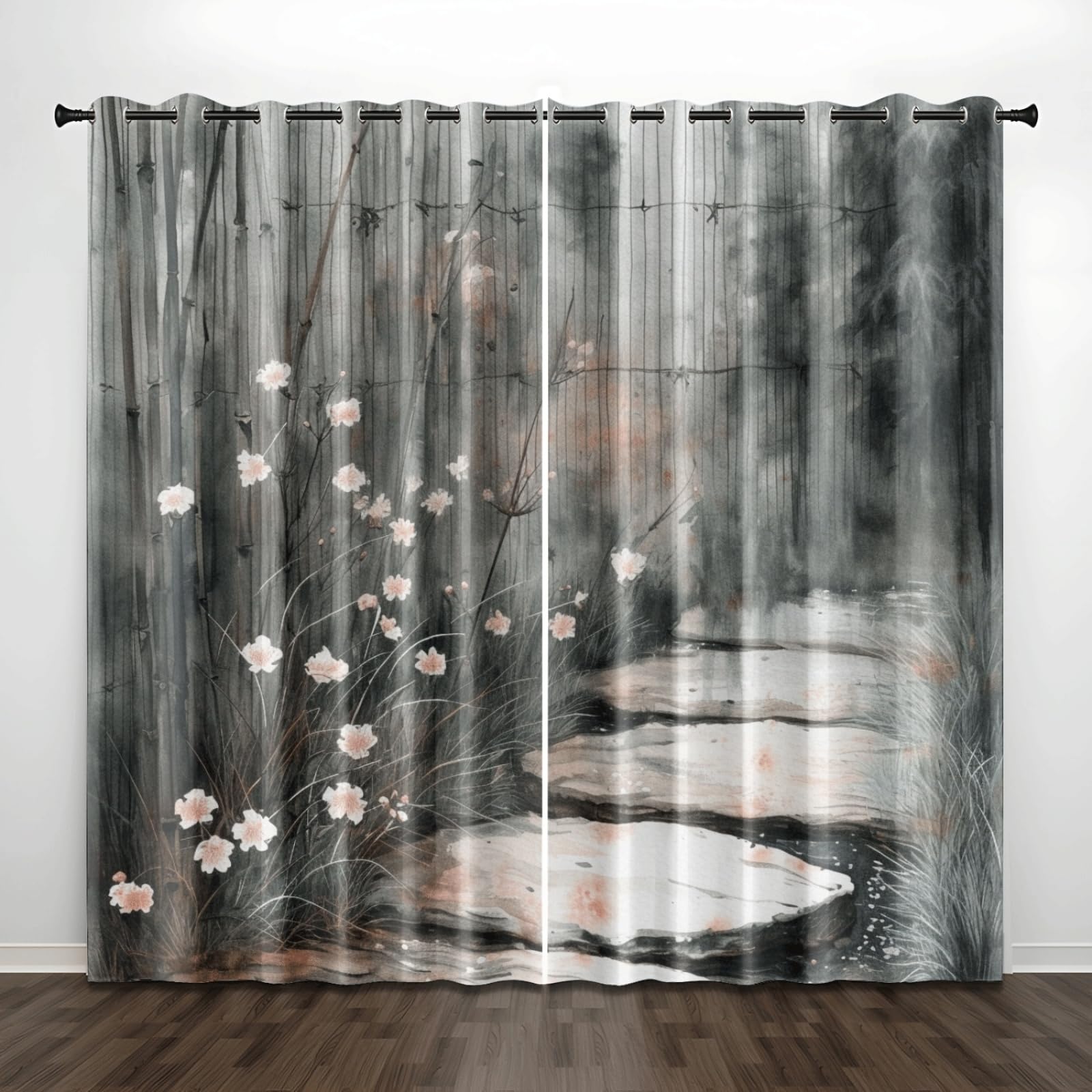 Curtain Ziegel Rot Grau Gardinen Blackout Curtain Polyester Vorhang mit Ösen Waschbar Vorhänge Living Room Verdunklungsvorhänge Schlafzimmer Gardienen Vorhang Blickdicht 2x140x180cm