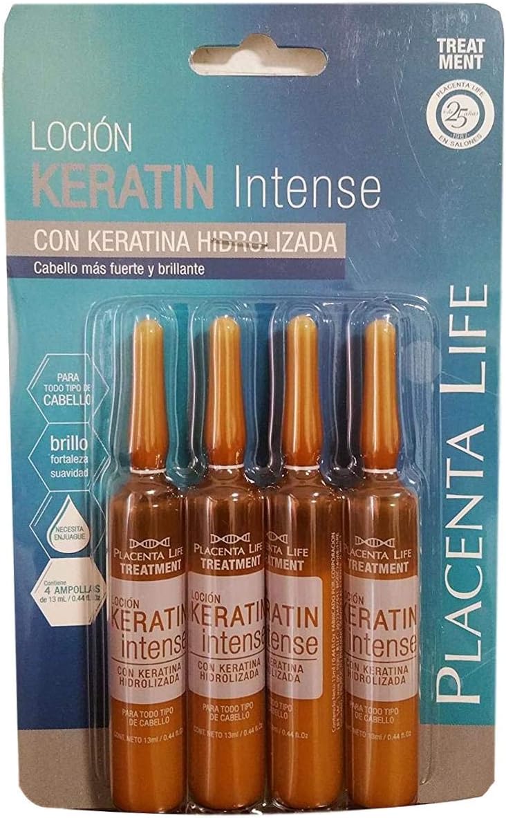 INTENSE HAIR TREATMENT X 4 AMPOULES Ampollas de Tratamiento Intensivo 13ml/0.44 fl.oz each (Keratine Intense)