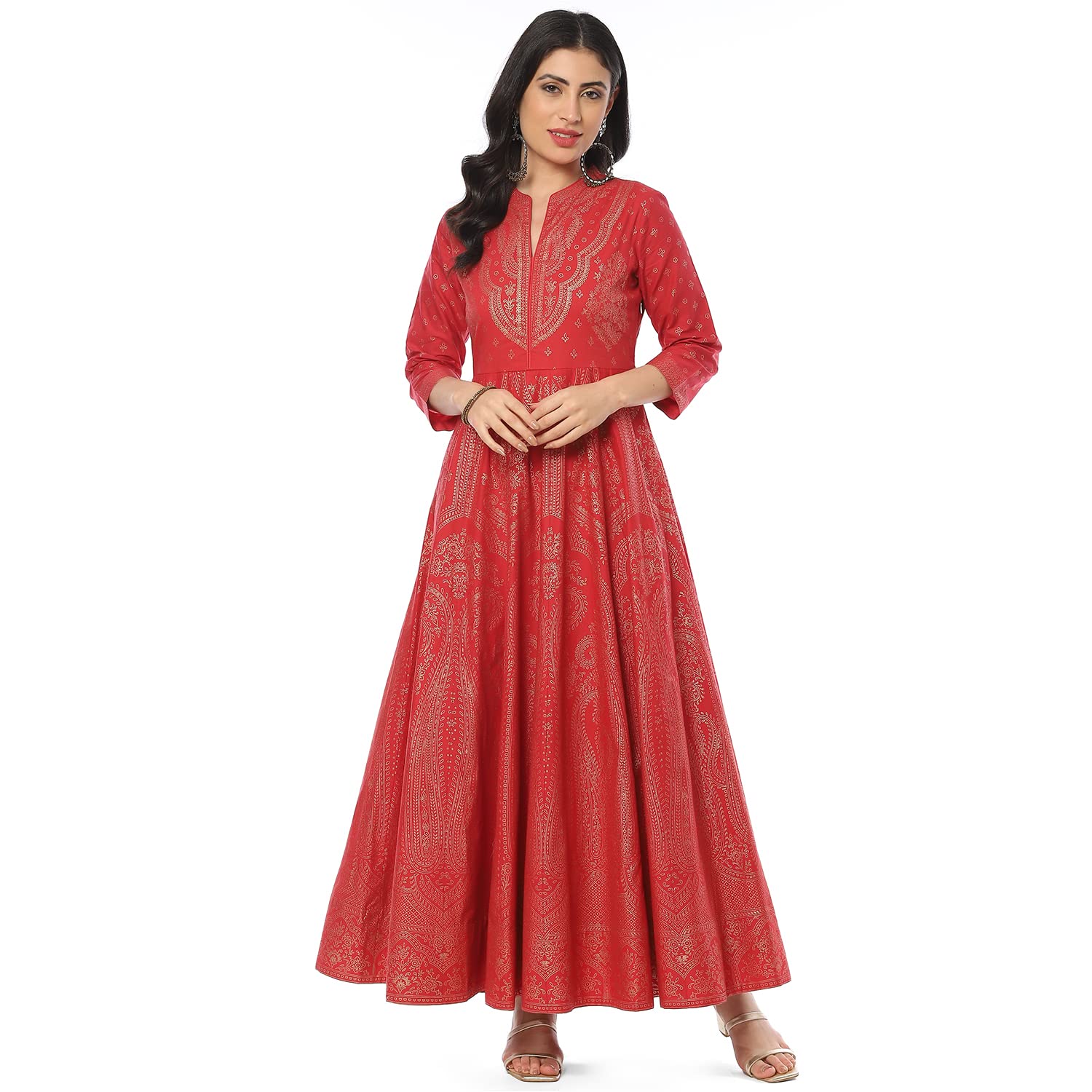 Women Standard Length Cotton Straight Printed Dress-image-7
