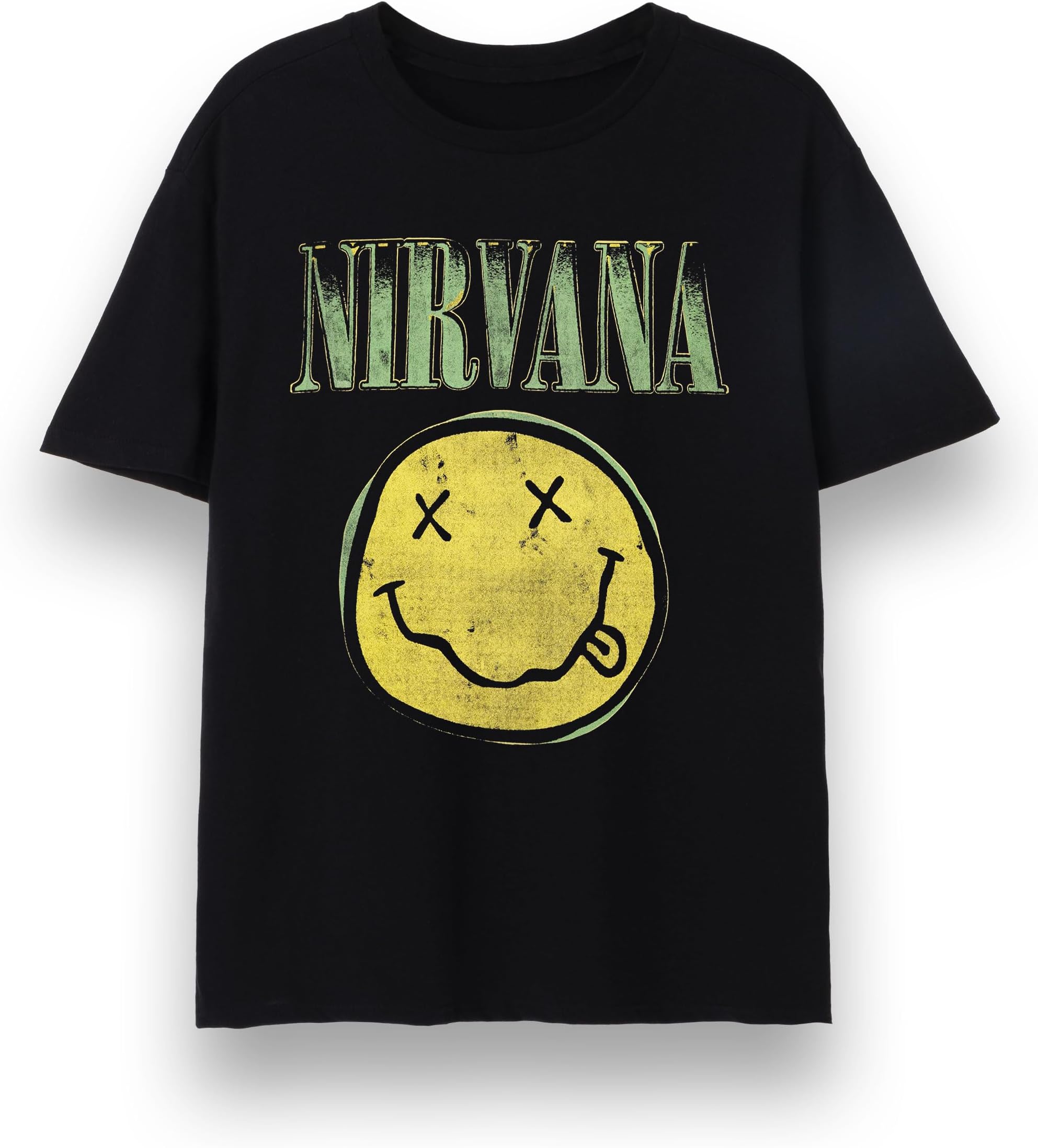 Mens T-Shirt | Adults Short Sleeve Graphic Tee in Black Options| Classic Grunge Distressed Band Logo Print Apparel Top | Vintage Rock Band Merchandise Gift