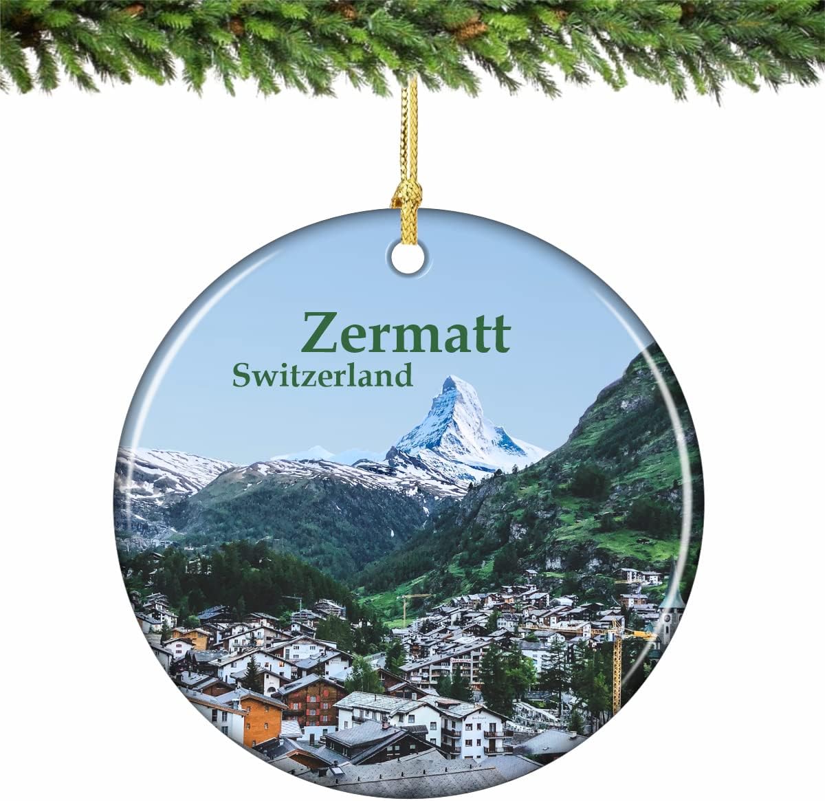 Zermatt Switzerland Christmas Ornament Porcelain 2.75 Zermatt Switzerland Christmas Ornament Porcelain 2.75