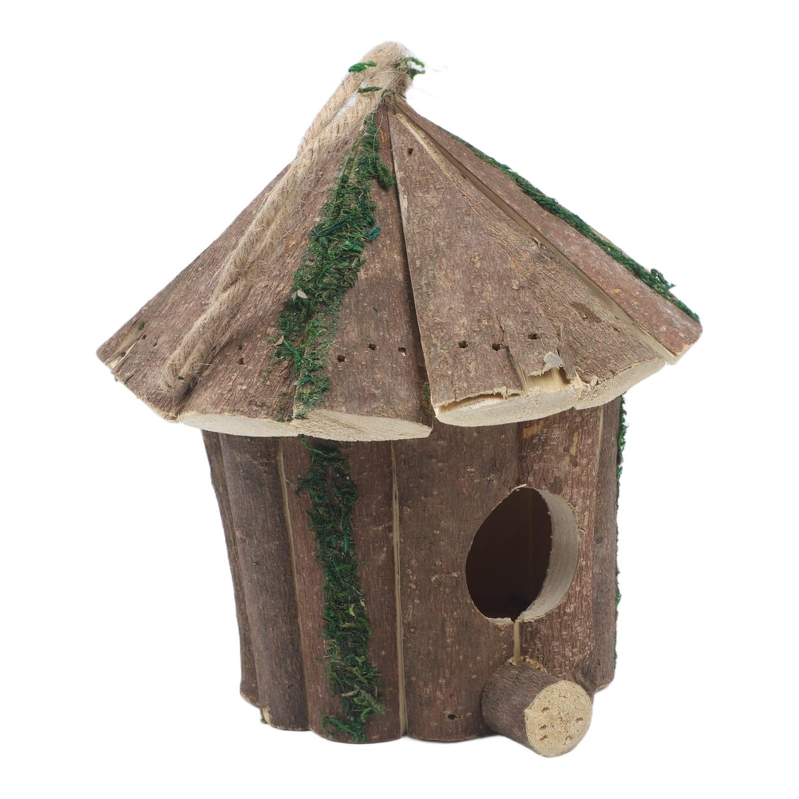 ZYWUOY Vogelhaus aus Holz für den Garten, stabile natürliche Nisthütte mit rustikalem Dekor-Design, einfache Montage, Outdoor-Unterschlupf für Wildvögel, 16 x 16 cm