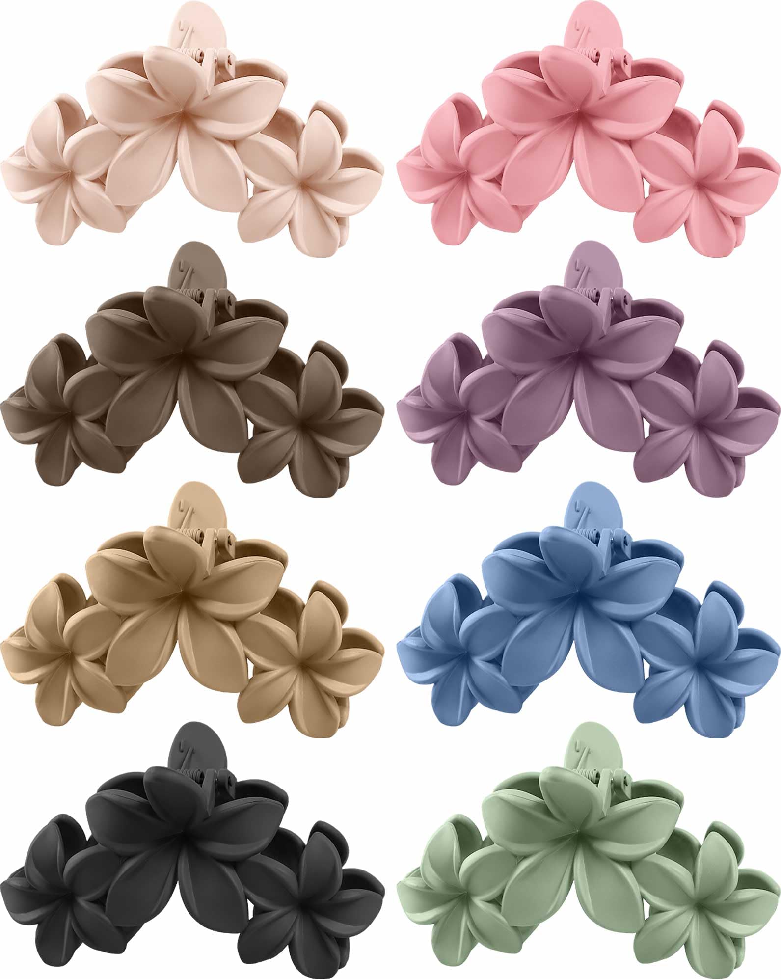 Haarklammern Mit Plumeria-Blume – 4 Stück, Rutschfest, Matt, Starker Halt, Für Damen, Hawaiianisches Design