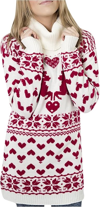 AMhomely Sale Clearance Women's Turtleneck Knitted Jumper Sweater Long Sleeve Elegant Casual Dress UK Size 8-26