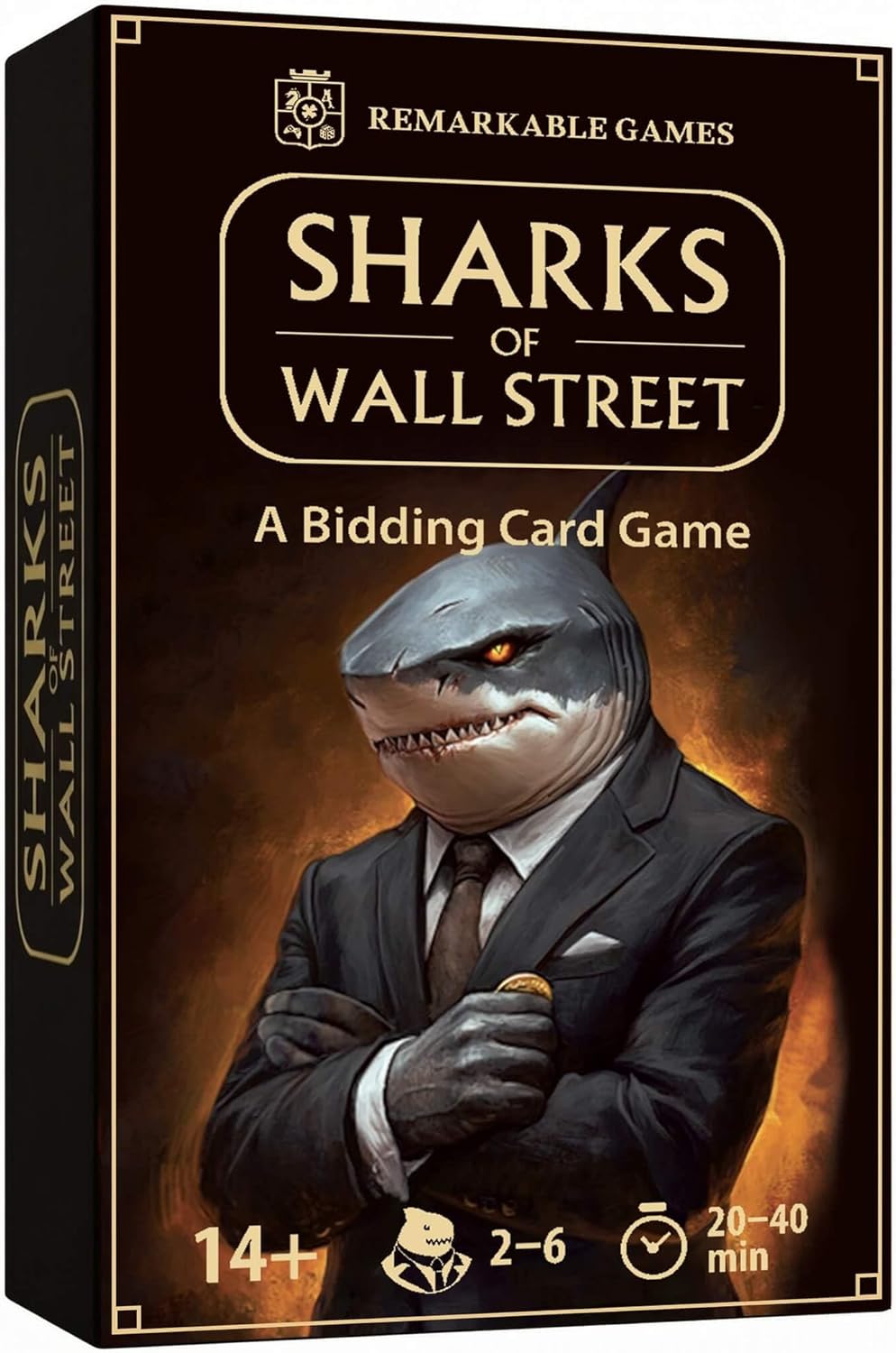 Sharks of Wall Street Auction Core Bidding Card Game – Portable, Quick, Entertaining, Easy To Learn - for Adults and Teens - Party, Travel and Family Game Night - 20-40 Min, Age 14+, 2-6 Players