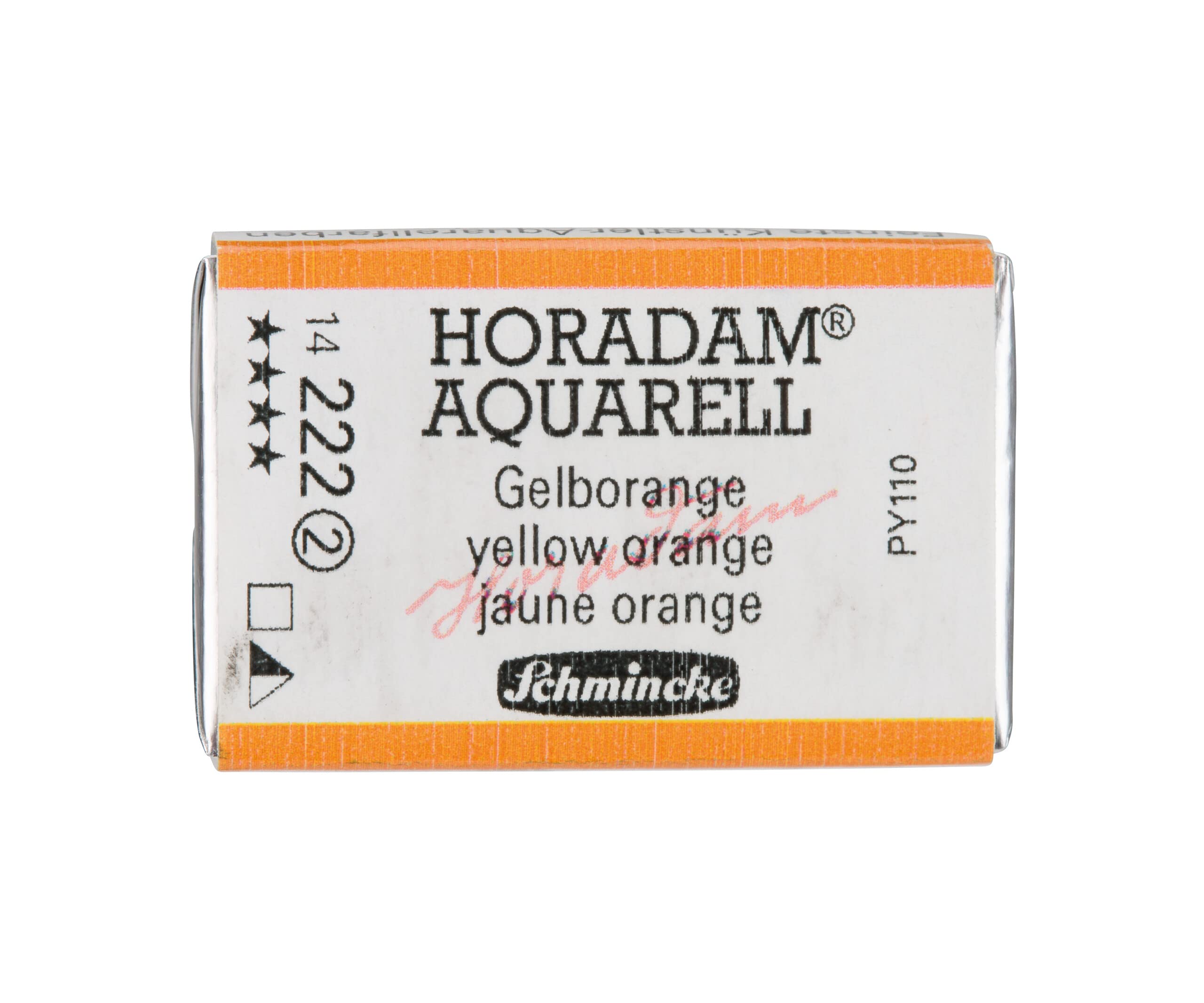 Schmincke - HORADAM® AQUARELL - finest artists' watercolours, 222 Yellow-orange, 14 210 043, 1/1 pan — image 1