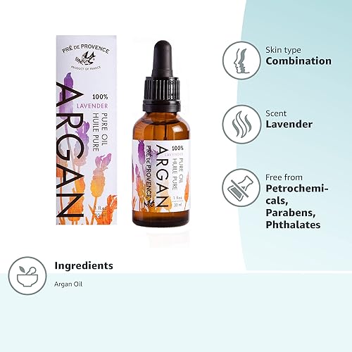 Miniatura 13 de Pre De Provence Aceite de argán marroquí para piel, cara, cabello y uñas (1 onza), lavanda