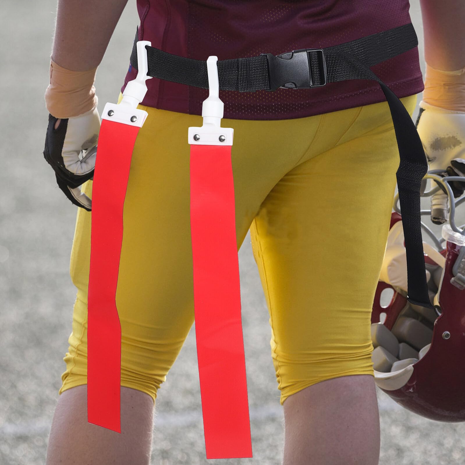 MAGICLULU Ceintures de Flag Football Ajustables en Nylon Résistant 2 Pièces Rouge et Noir pour Entraînement et Matchs Extérieurs, Accessoire Essentiel pour Jeu Rapide et Cohésion D’équipe