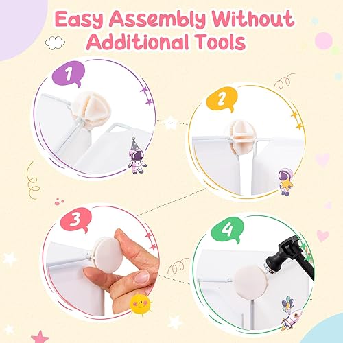 Miniatura 9 de INFANS Armario para niños, armario portátil para bebé, lindo para dormitorio de niños, armario de guardería con puertas, 12 cubos, 2 secciones para