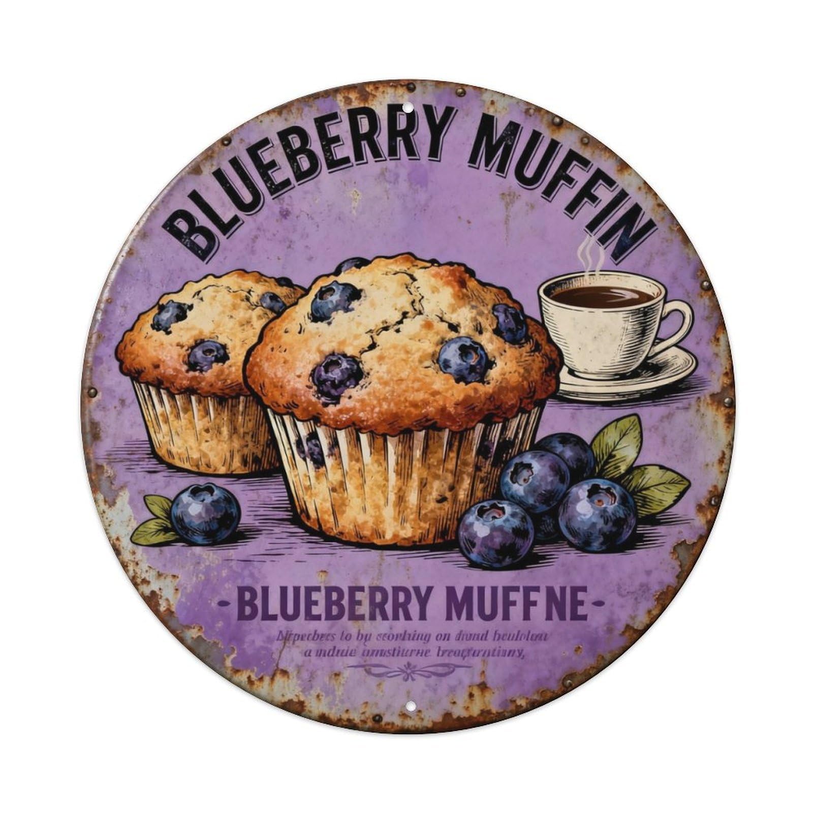 BLUEBERRY MUFFIN Metal Tin Sign Plaque