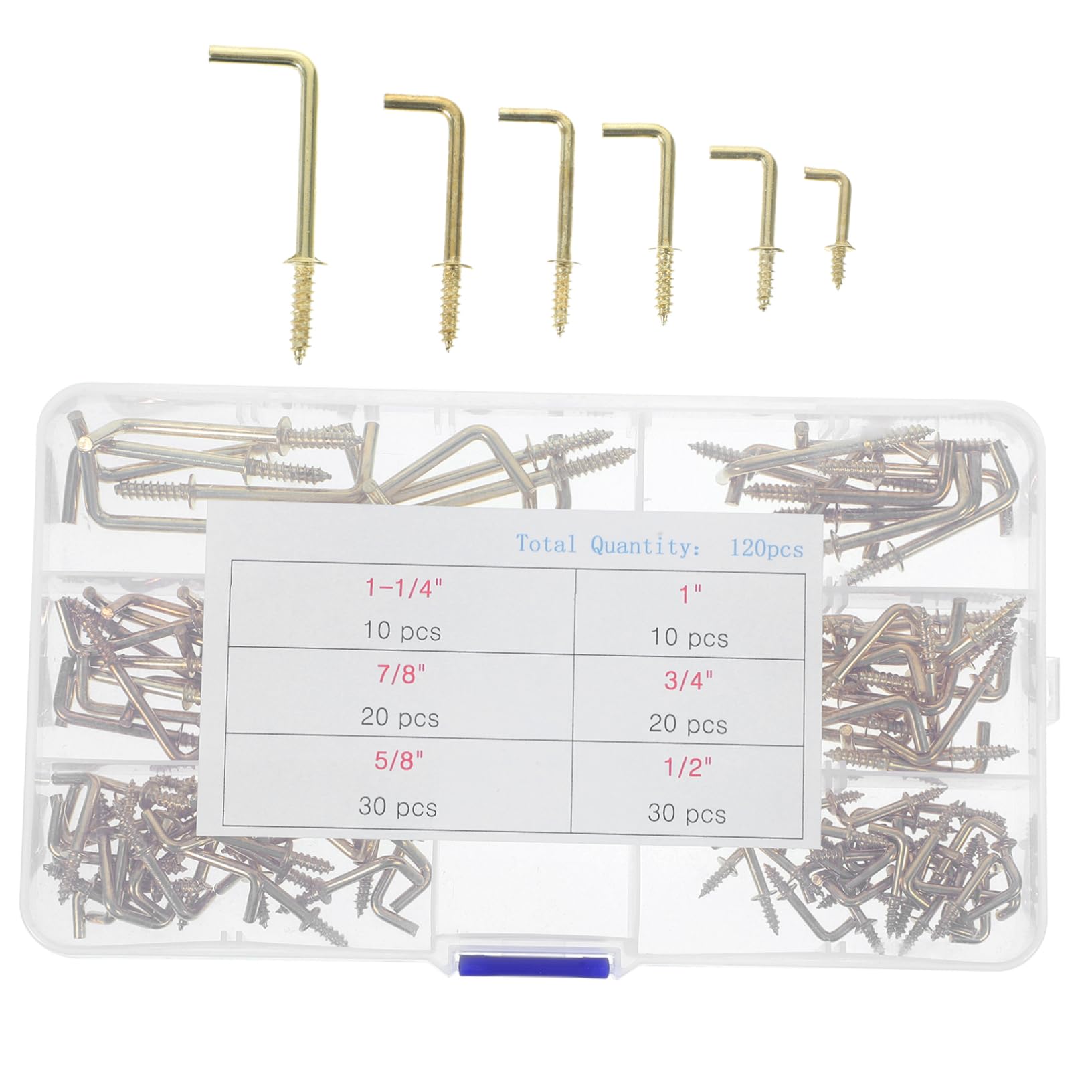 Didiseaon 5 Set Viti Autofilettanti S Ganci Serratura Inossidabile Piccoli Ganci Per Appendere Ganci Per Muro Ganci Da Soffitto Per Appendere Acciaio Al Carbonio Golden 120 Pezzi*5