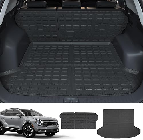 Tapete para respaldo de maletero compatible con Kia Sportage y Sportage Hybrid 2023 2024 (no compatible con PHEV), forro de carga TPE de repuesto