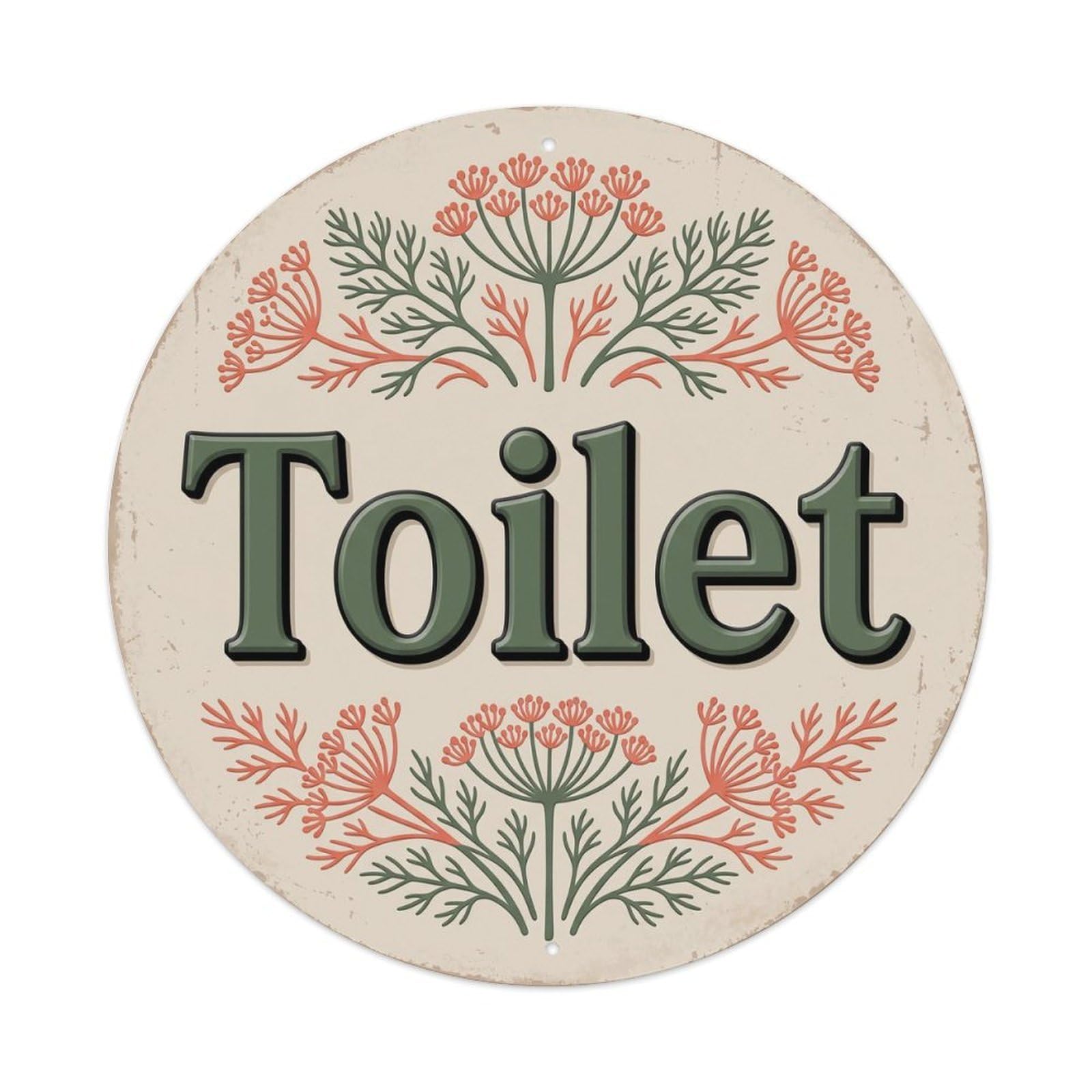 Okahys 8X8inch(20X20cm) Toilet(Wc) Signage Fennel Vintage Metal Tin Sign