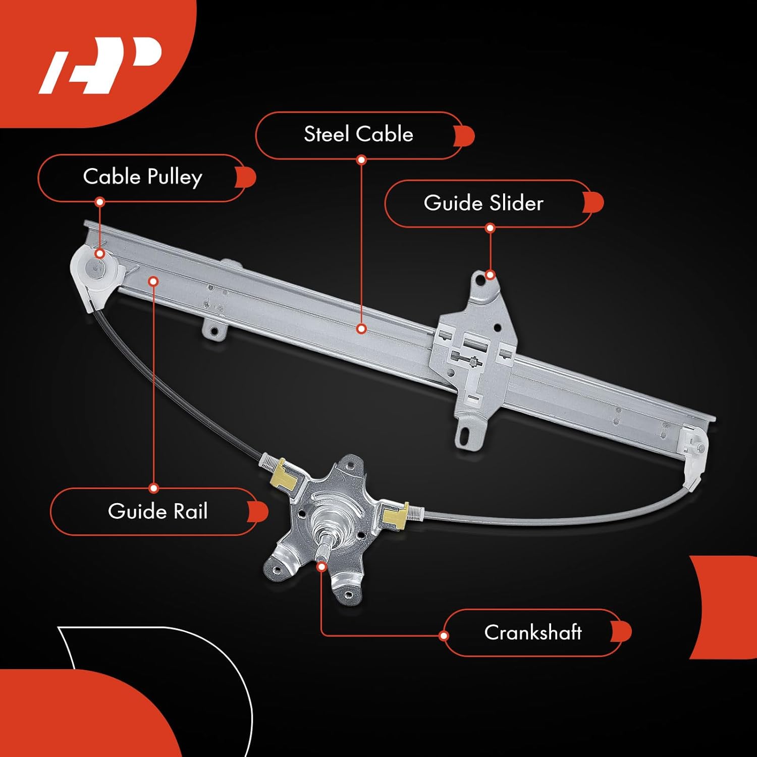 A-Premium Manual Window Regulator Rear Driver Side Compatible with Nissan Frontier 2005-2019 & Suzuki Equator 2009-2012