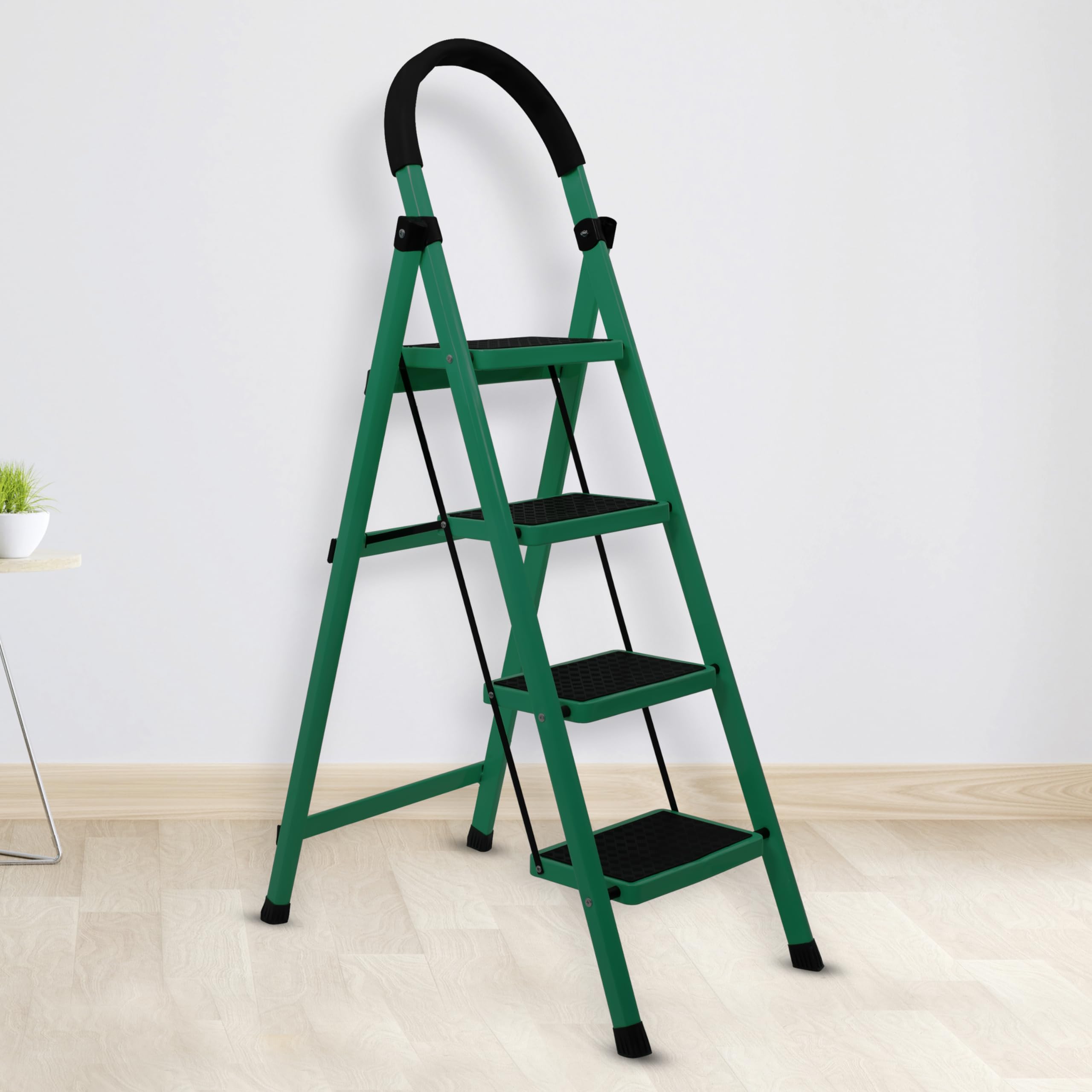 Plantex Cheston Premium GI Steel Foldable 4 Step Ladder for Home/Wide Anti Slip Steps (Green & Black) (B0CLDVPYXQ) Amazon Price History, Amazon Price Tracker