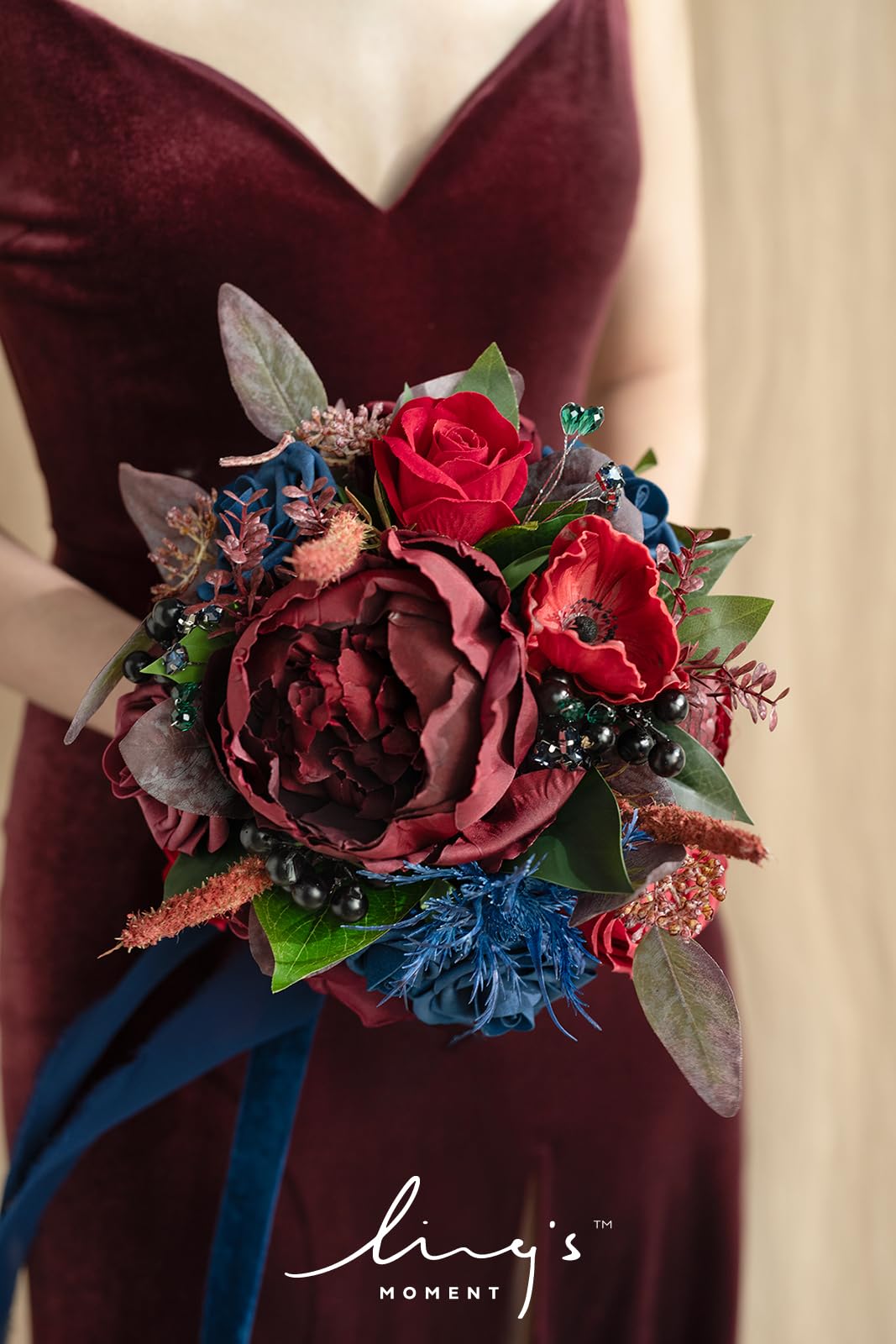 navy bridesmaid dress with burgundy flowers Amazon.com: Ling's moment Burgundy Navy Bridal Bouquet for Bride, Jewel  Tone Wedding Bouquets for Bride Maid of Honor Bridesmaid, 9 Inch Silk Round  Artificial Wedding Flowers Bouquets : Home & Kitchen
