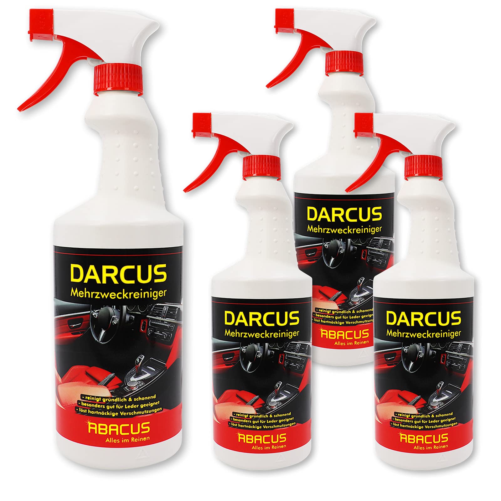 ABACUS® 4X 750 ml Auto-Innenraumreiniger (7715.4) - Mehrzweckreiniger Polsterreiniger Autopflege Universalreiniger