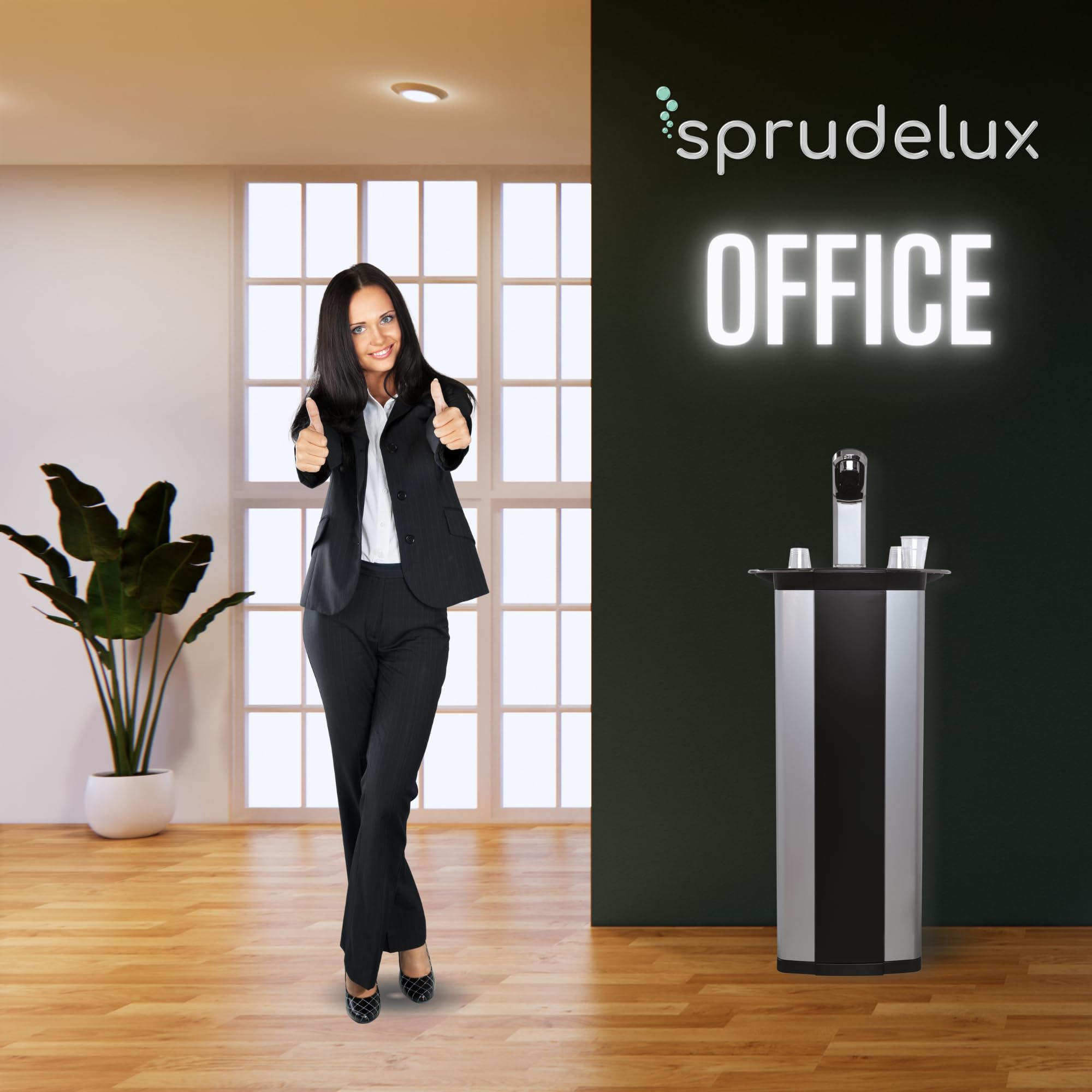 Podszafkowy system wody pitnej SPRUDELUX Office. Profesjonalny saturator do biura studia fitness, gabinetu kosmetycznego. Woda gazowana | wersja Hot & Cold | (Office RED, butelka CO2 kg 2 kg)