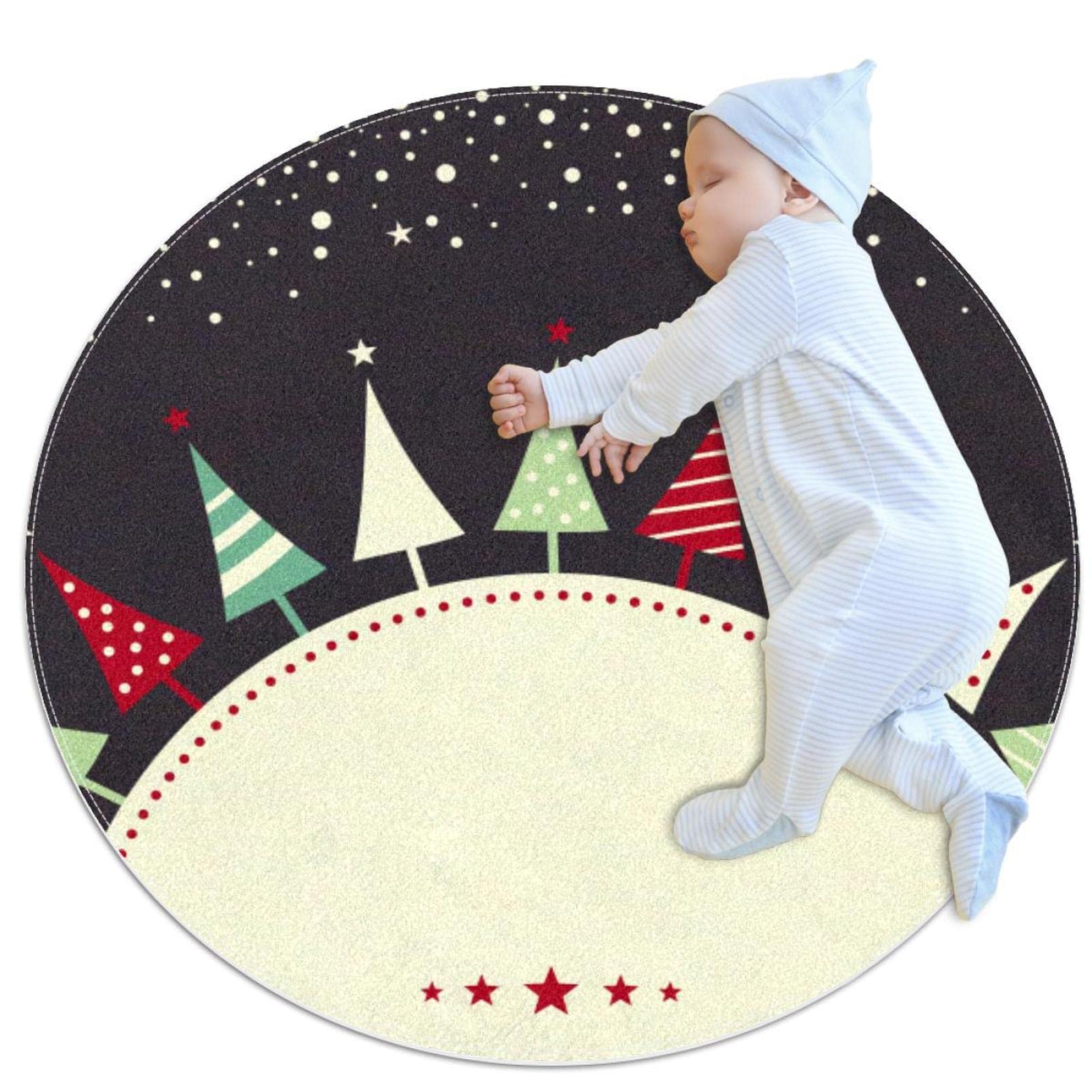 Tapis de Noël rond antidérapant pour protéger le salon