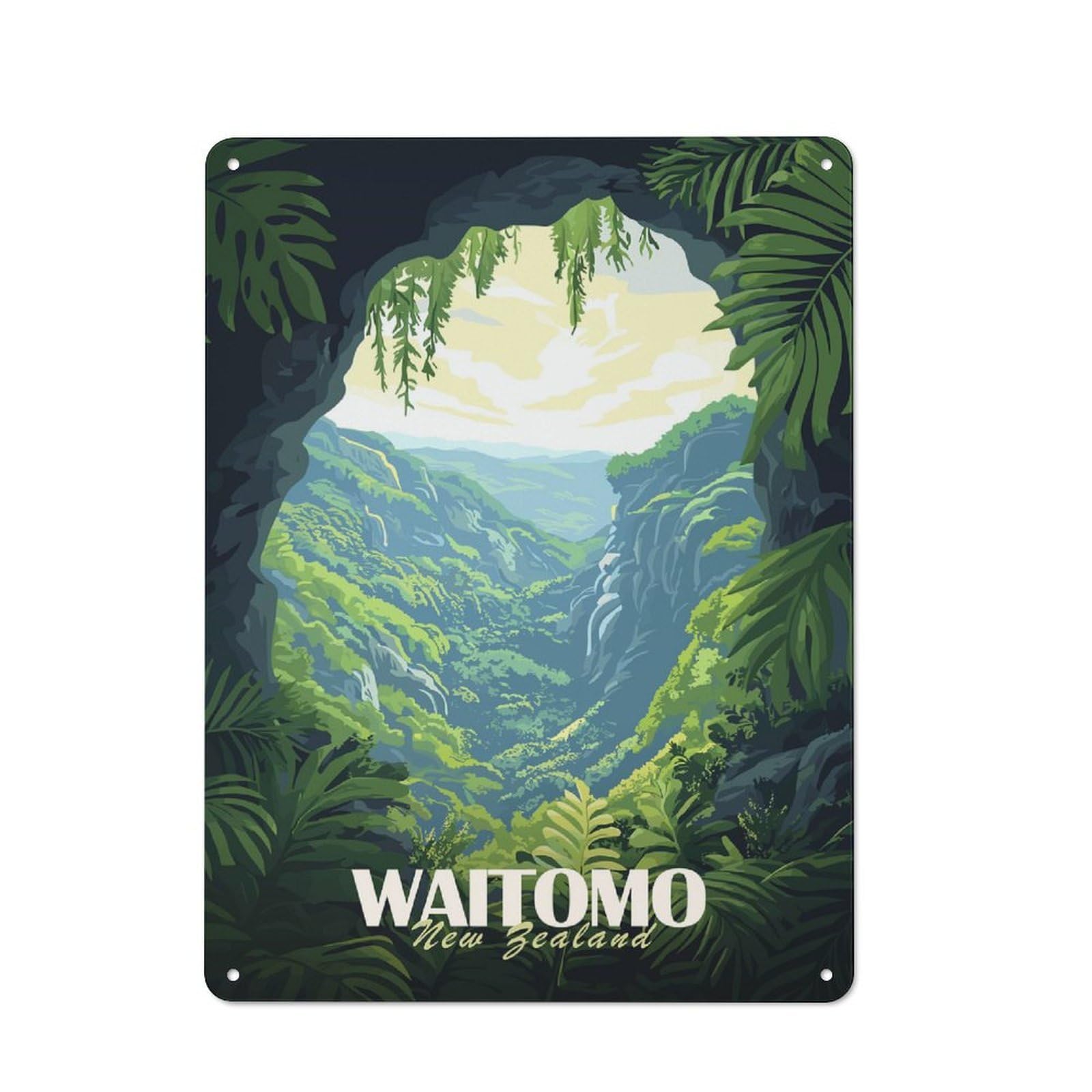 Junmoney Style-23 Creative Waitomo Caves, New Zealand Metal Desk Wall Sign 40X30cm, Study Room Decor For Home Office, Reading Corner Or Bedroom