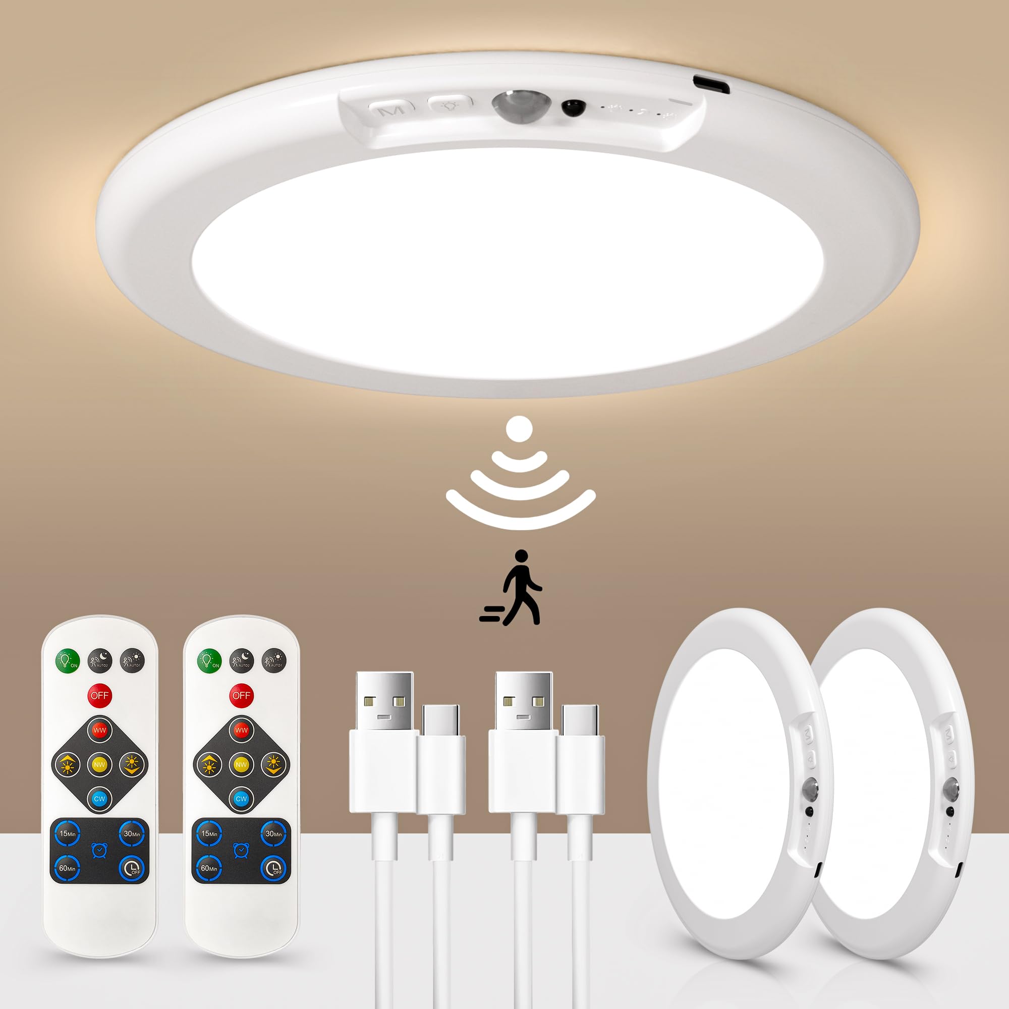 LINEWAY Rechargeable Motion Sensor Closet Light 2 Pack