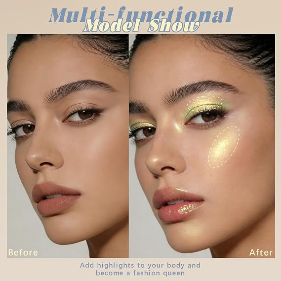 Noerrors Glitter Eyeshadow, Holographic Purple Pink Green Duochrome Eyeshadow Palette, Chameleon Shimmer Creamy Eye Shadow, Pastel Iridescent Color Shift Sparkle Eye Highlighter Fairy Cute Makeup