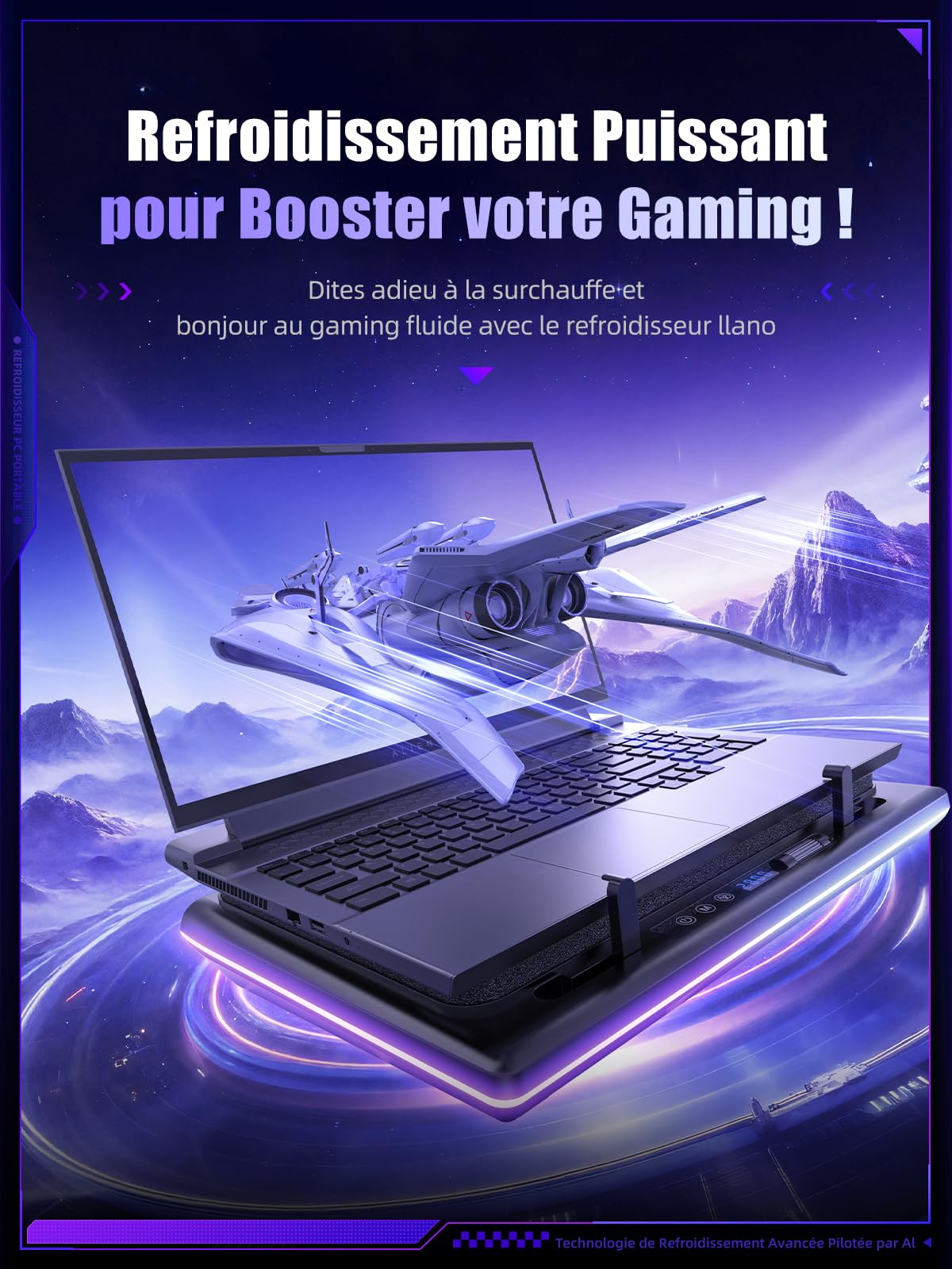 llano V12 Ultra Refroidisseur d'Ordinateur Portable 5,5 Pouces 3 Ports USB 3.0 15,6-19 Pouces