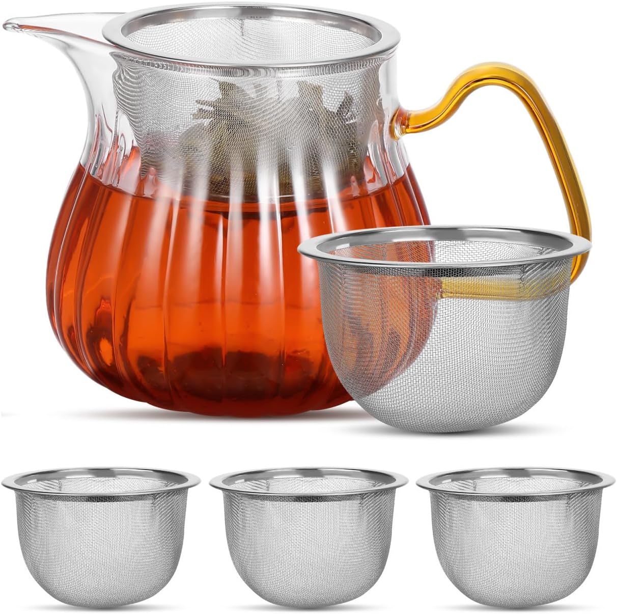 Amosfun Tea Strainer 4 pack Stainless Steel Mesh Tea Filter for Loose Leaf Infuser for Teapot Kettle and Pitcher 3.14 X 3.14 X 2.00 in