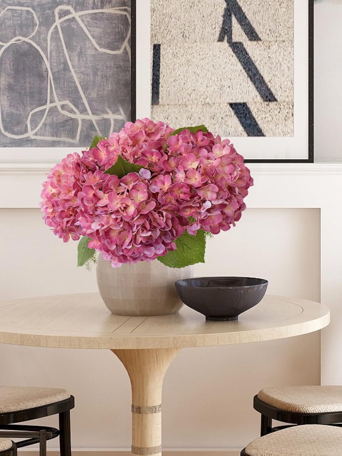 20" Real Touch Magenta Hydrangeas 4PCS Artificial Hydrangeas Latex Faux Flowers with Long Stem for Spring Living Room Home Table Centerpiece Kitchen Wedding Party Xmas Floral Decoration - Image 2