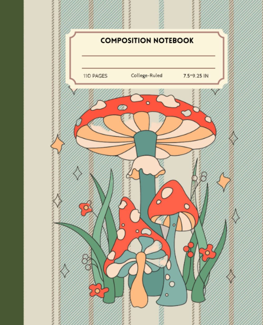 Composition Notebook: Mushroom Vintage Botanical Illustration | Cute Cottagecore Aesthetic Journal For School, College, Office, Work | Wide Lined