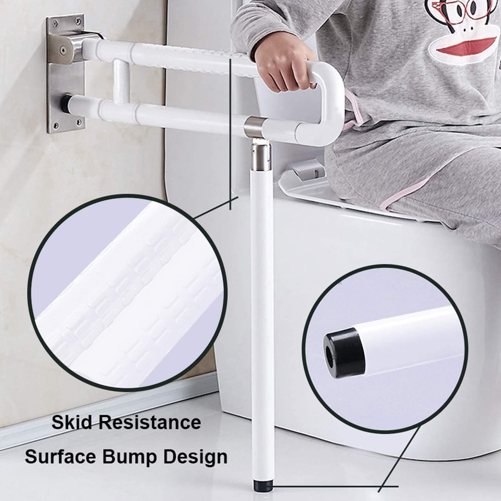 Maniglioni di Supporto per disabili Anziani, corrimano di Sicurezza in Acciaio Inox per WC, Maniglia Ribaltabile per Bagno, Impugnatura di Supporto per l'equilibrio, casa, Hotel, d
