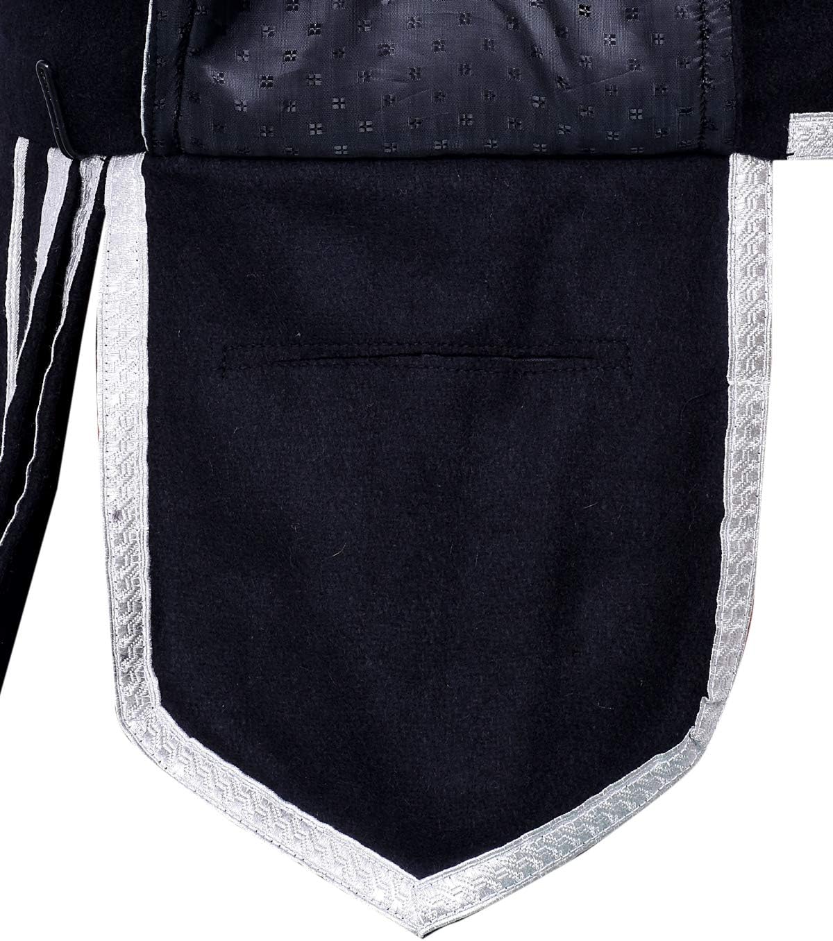 warreplica Handmade 100% Wool Men’s Fancy Military Piper Drummer Doublet - Highland/Scottish Pipers Kilt Jacket with Braid Edge Trim (Bespoke) - Black