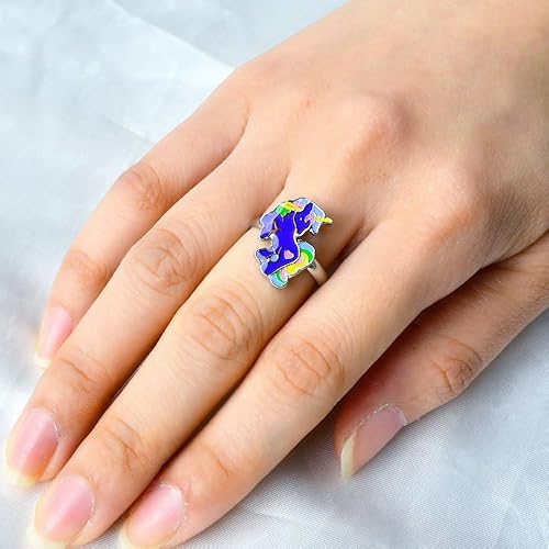 Miniatura 3 de FUN JEWELS Lindo cuento de hadas unicornio cambio de color anillo de estado de ánimo para niñas tamaño ajustable, Zinc, Ámbar