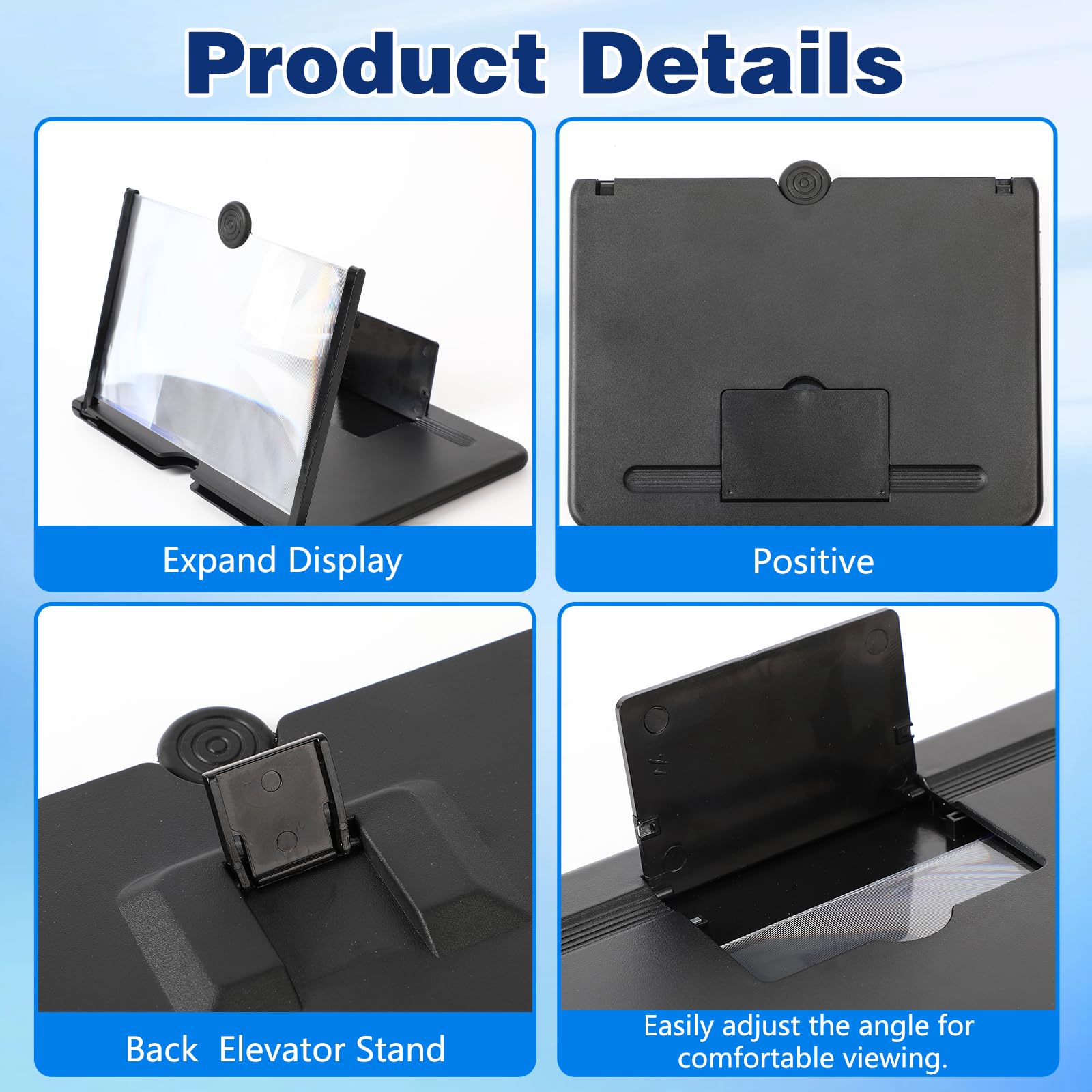 2026 Upgraded Big Screen Phone Magnifier,3D HD Screen Amplifier with Foldable Stand, Portable Mobile Magnifier for Movies & Gaming, Universal Compatible with All Smartphones (10in)