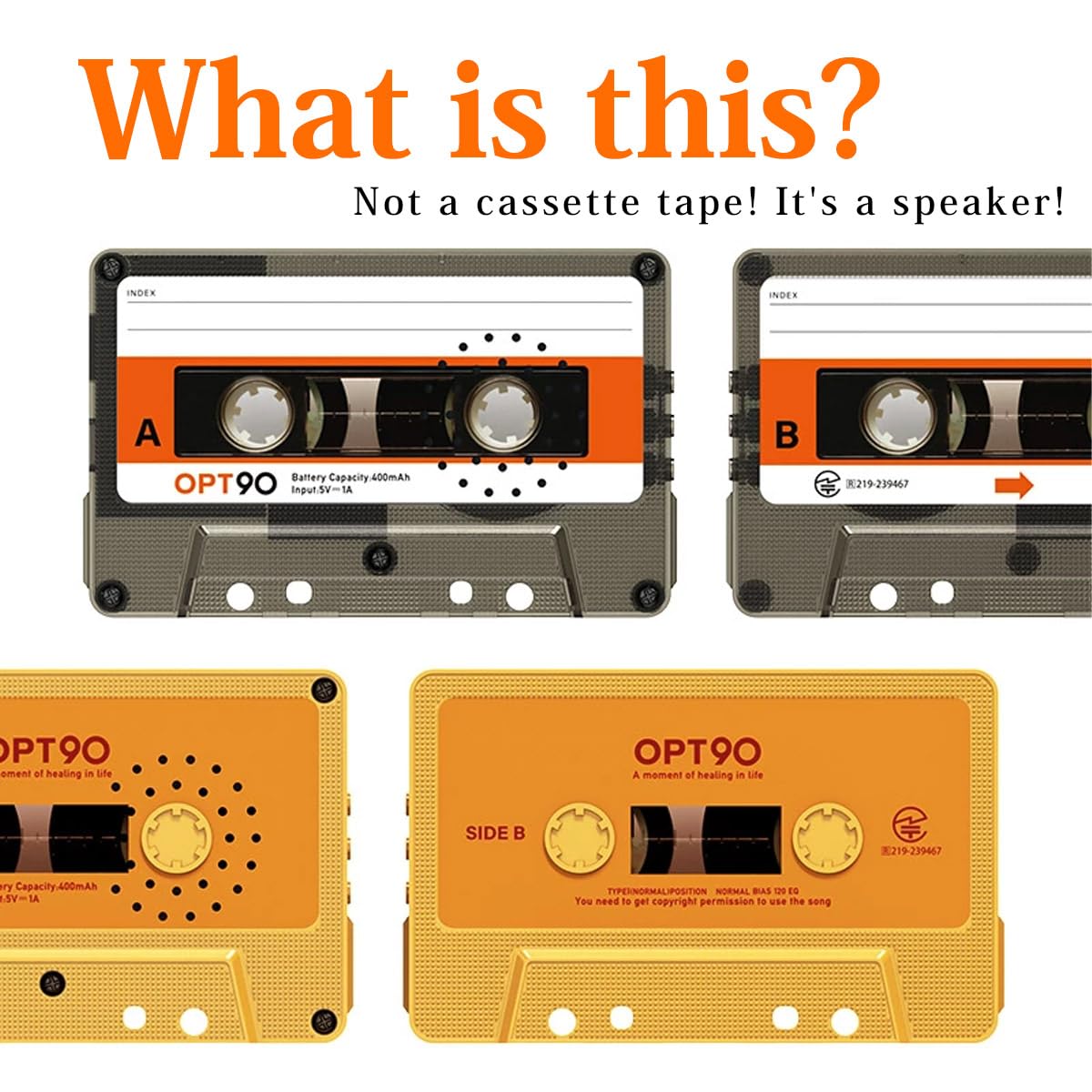 opt! Cassette Speaker, Portable Bluetooth Speakers, Wireless Speakers, Audio Cassette Tape, Support Type C and SD Card, Mixtape, 80s 90s, Japanese Company (Ivory) 2
