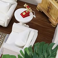 Vista 3 de Sofá de casa de muñecas Cutemini con cojín, sofá en miniatura a escala 1:12, sillón con brazos, muebles para sala de estar, silla de lectura