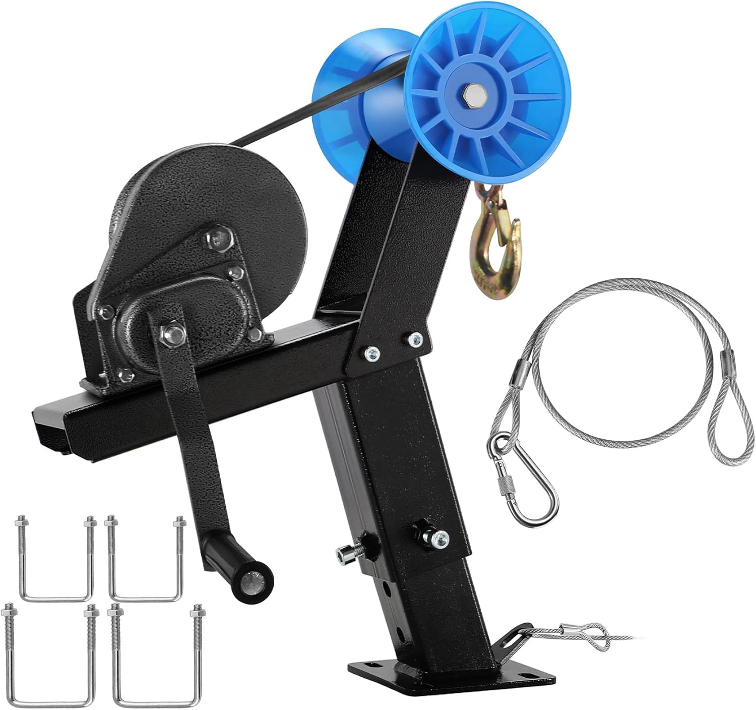 Adjustable Boat Trailer Winch Stand with 1200LB Winch & Roller, Fits 3" W x 4" H Trailer Drawbar, Boat Trailer Winch Mount for Fishing Boats & Motorboats