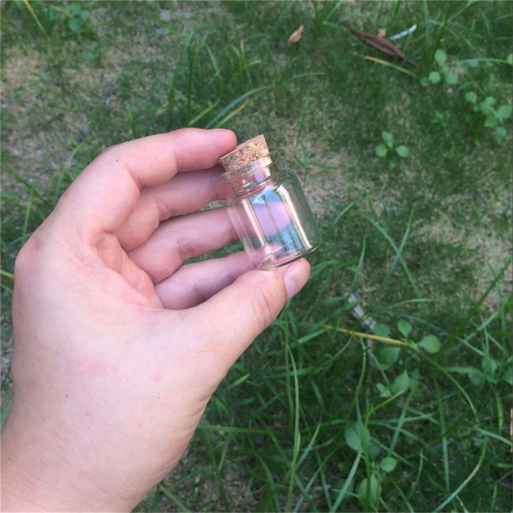 30x40x21mm 15ml Mini Transparent Glass Bottles with Corks Empty Bottles Glass Vials Jars 50pcs(50, 15ml-30x40x17mm)