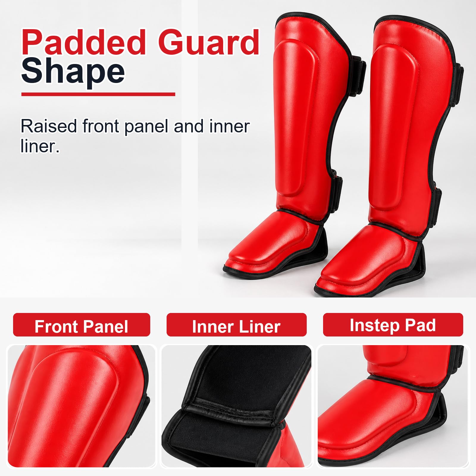 Piedi Protezione Shin Guard,Parastinchi Muay Thai,Parastinchi per Arti Marziali,Regolabili,Comodo,Traspirante,per Boxe,Muay Thai,Sport da Combattimento e Allenamento Quotidiano