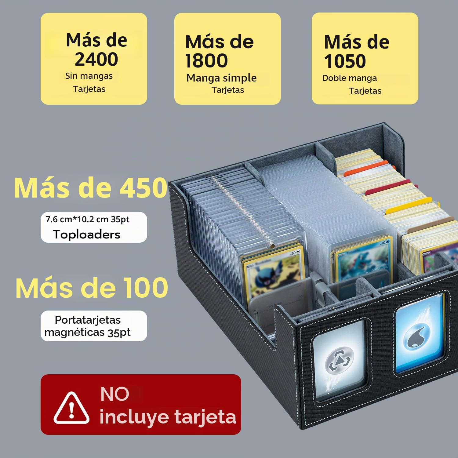 Caja de Cartas para MTG con ventana y 3 unidades 35PT magnético tarjeta para 1800+ tarjetas, con 10 separadores y 6 clips de valla, para Magic Commander TCG Cartas - Negro