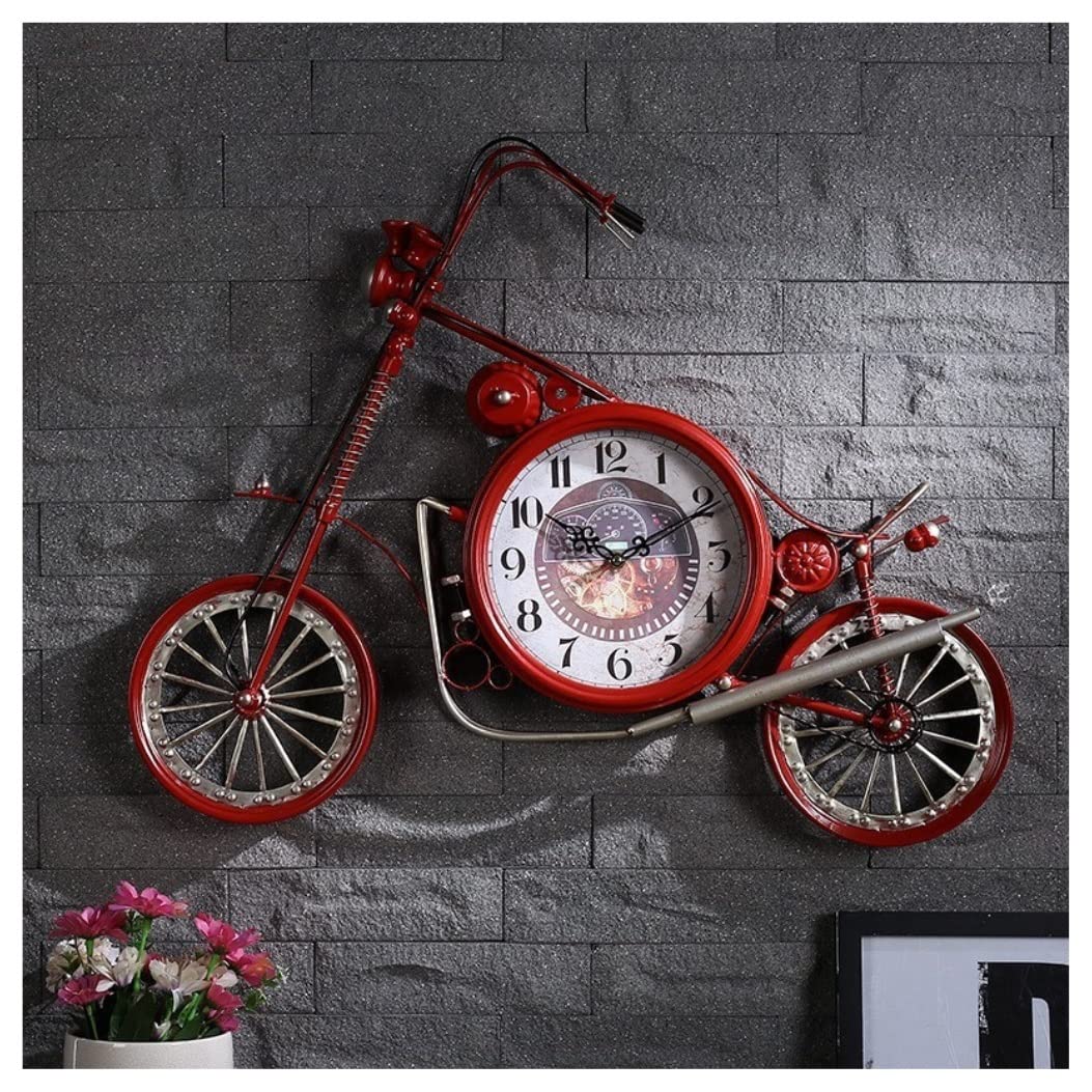 MYUYEE Farmhouse Vintage Clock Wrought Iron Bicycle Shape Ornaments Metal Wall Hanging Home Ornaments for Bedroom Office,B-72 * 55cm (C-72 * 55cm)
