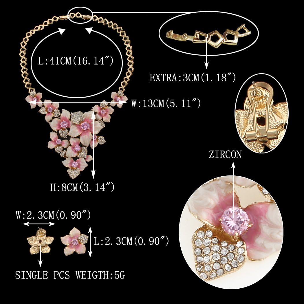 EVER FAITH Women's Austrian Crystal Enamel Camellia Flower Necklace Earrings Set