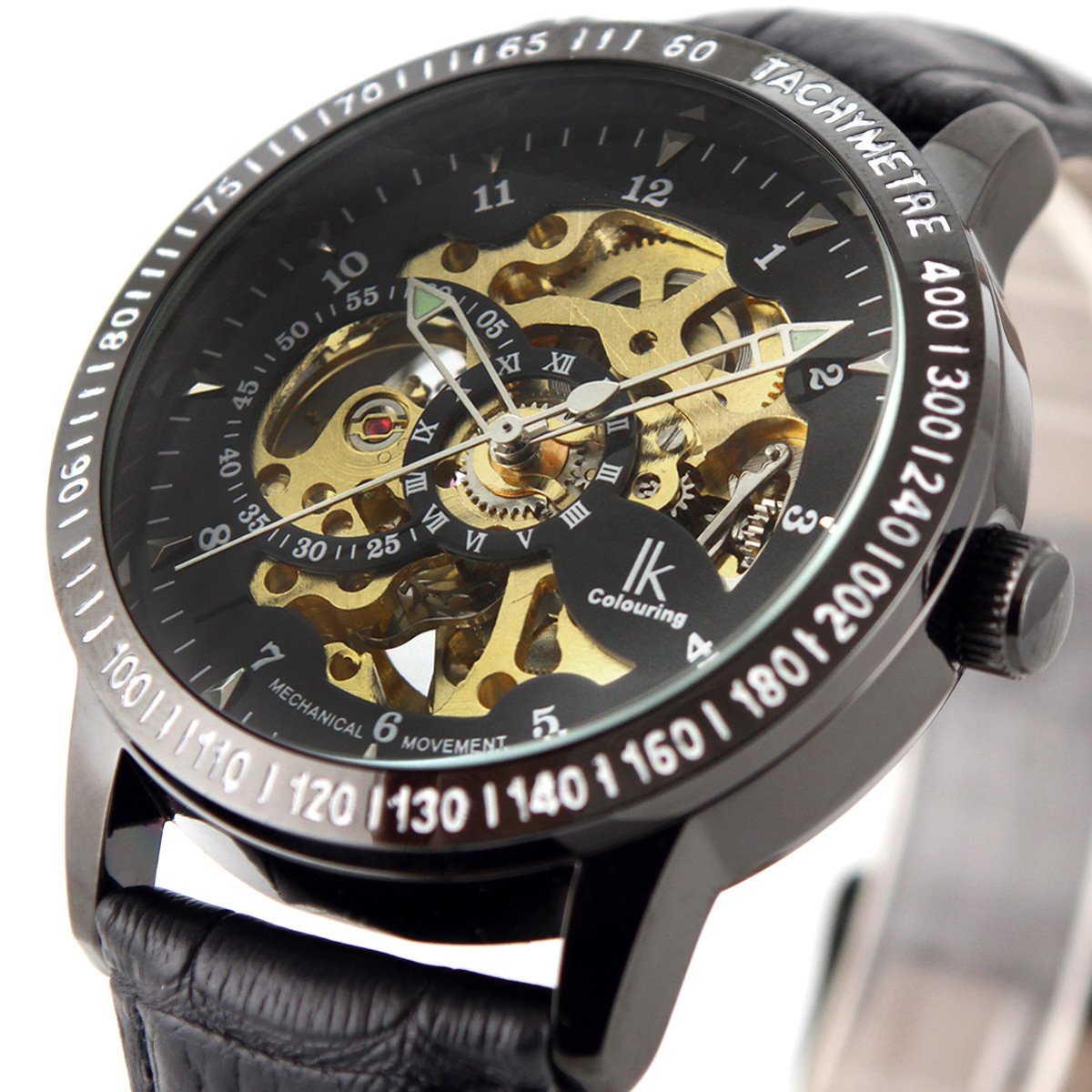 Alienwork IK Orologio Automatico Uomo Donna Scheletro Fondo in Vetro