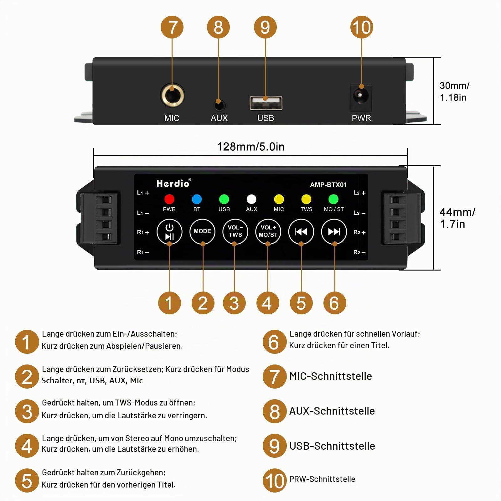Herdio 4 Zoll Bluetooth Outdoor-Lautsprecher 400 Watt Wasserdicht Außenlautsprecher für Garten, Terrasse, Restaurant (2 Paar/Schwarz)
