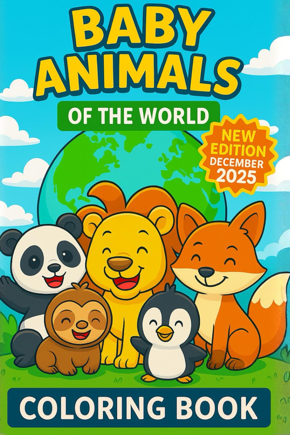 Baby Animals Around the World – Coloring Book by Continents: Discover and color 48 adorable animals from the Americas, Europe, Africa, Asia, Oceania, and Antarctica