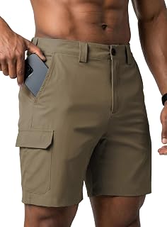 Men's 7" Cargo Athletic Hiking Outdoor Shorts | quick dry, stretch, lightweight, pockets, casual, travel, camping, trekking, walking, activewear, exercise, sports, day trips